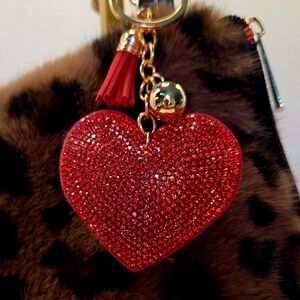Sparkling Red Rhinestone Heart Bag Charm/Keychain by Natasha NEW